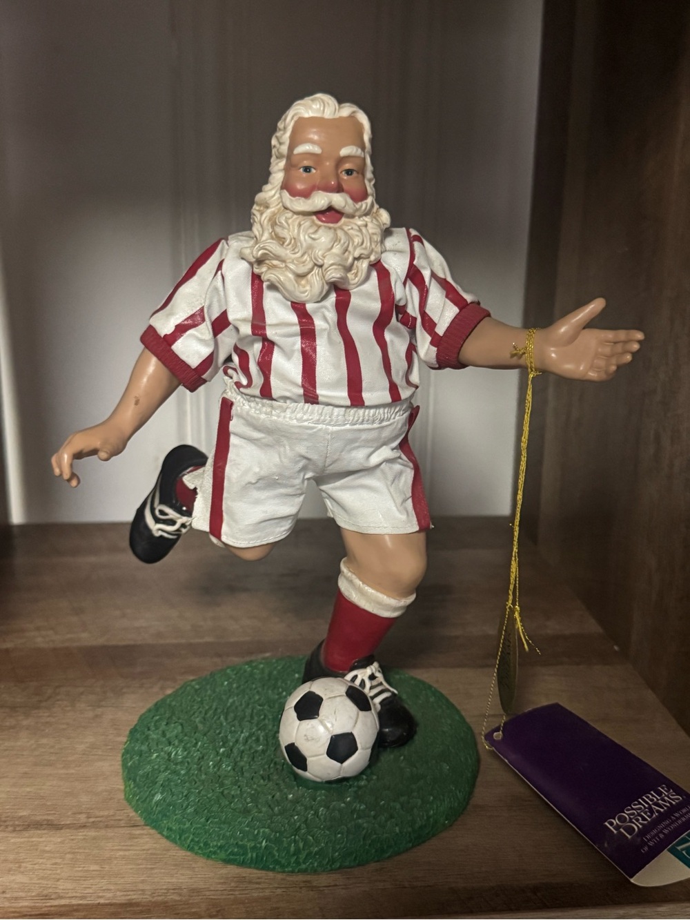 Vintage Possible Dreams Clothtique Soccer Santa Figurine 2000 NWT